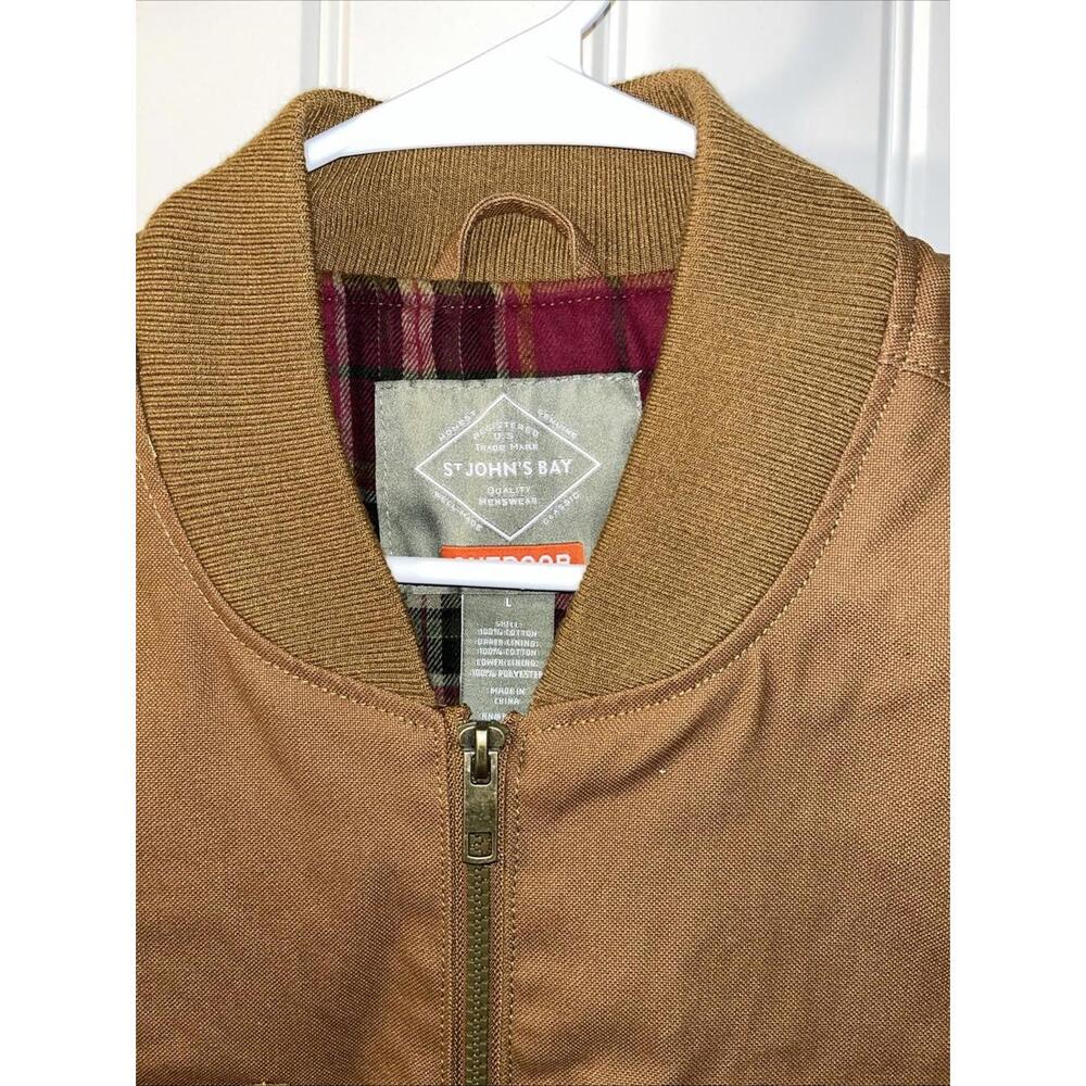 #346 Brown St. John’s Bay Vest Quality Menswear Outdoor 100% Cotton Shell Large - Picture 2 of 10